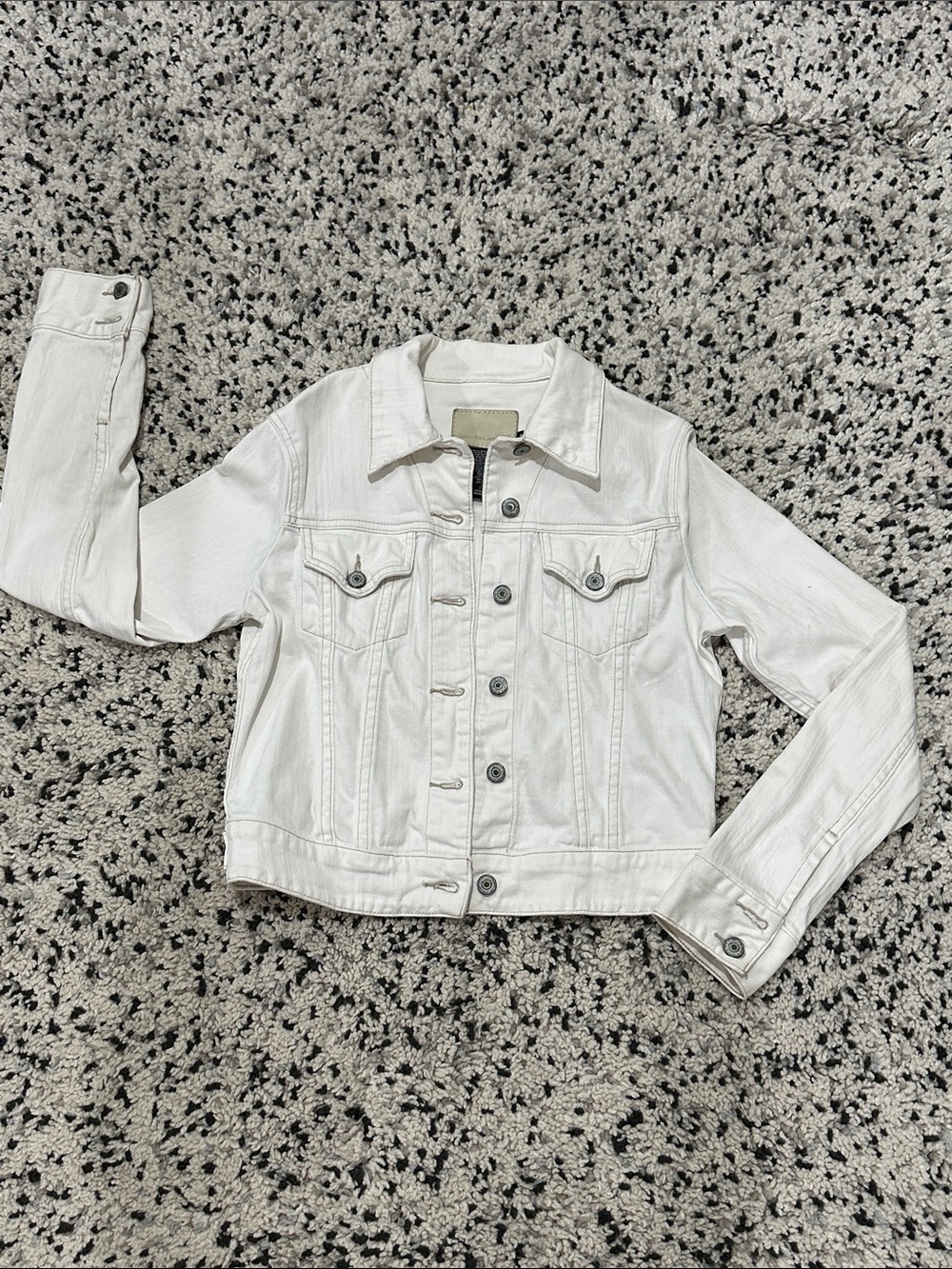 Vintage Y2K Calvin Klein Jeans White Stretch Denim Cropped Jacket Women's Size M